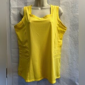 Tail bright yellow activewear tank top w/perforated detail Sz-XL.  W14